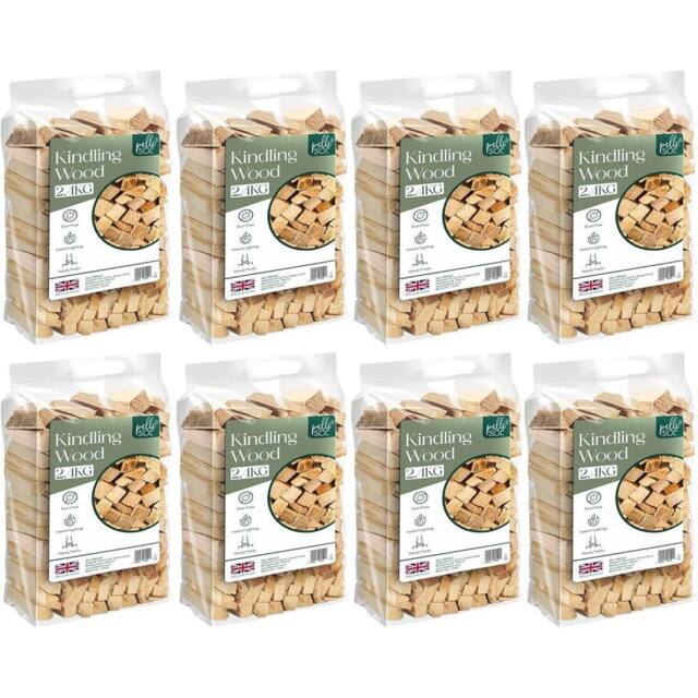 Pelle & Sol 8 Pack x 2.4 Kg Kindling Wood - Long-Burning Firewood (19.2kg Total) in Light Oak - image 1