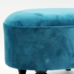Minster Oval Footstool - Velvet - L27 x W40 x H30 cm - Blue - Size: 1 Pack - thumbnail 2