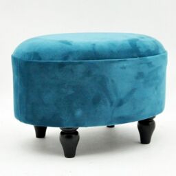 Minster Oval Footstool - Velvet - L27 x W40 x H30 cm - Blue - Size: 1 Pack - thumbnail 1