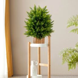 Gymax 2-Pack Artificial Cedar Topiary Ball Tree Faux Potted Tree Plants 50CM in Green - Size: 2 Pack - thumbnail 6