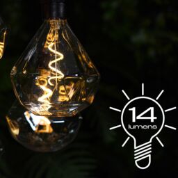 mysmartbuy Battery Powered Diamond Bulb 5 Drop Pendant Light with White LED's - 14 Lumen Weatherproof Home or Garden Hanging Lighting in Black - thumbnail 2