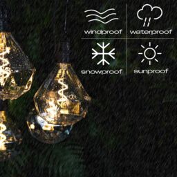 mysmartbuy Battery Powered Diamond Bulb 5 Drop Pendant Light with White LED's - 14 Lumen Weatherproof Home or Garden Hanging Lighting in Black - thumbnail 3