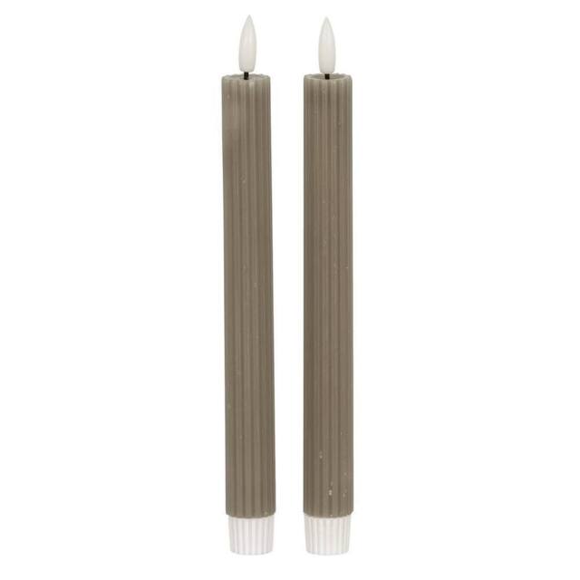 Lemon Pavilion Furniture and Decor Natural Glow Ribbed Taper Candles - Wax - L2xW2xH24 cm - Grey - image 1