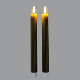 Lemon Pavilion Furniture and Decor Natural Glow Ribbed Taper Candles - Wax - L2xW2xH24 cm - Grey - thumbnail 2
