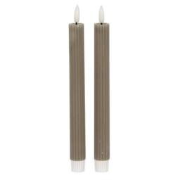 Lemon Pavilion Furniture and Decor Natural Glow Ribbed Taper Candles - Wax - L2xW2xH24 cm - Grey