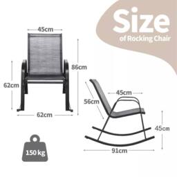 Costway Patio Rocking Chair Set of 2 Garden Outdoor Ergonomic Rockers in Grey - thumbnail 2