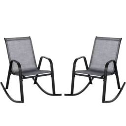 Costway Patio Rocking Chair Set of 2 Garden Outdoor Ergonomic Rockers in Grey - thumbnail 1