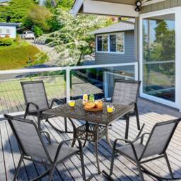 Costway Patio Rocking Chair Set of 2 Garden Outdoor Ergonomic Rockers in Grey - thumbnail 4