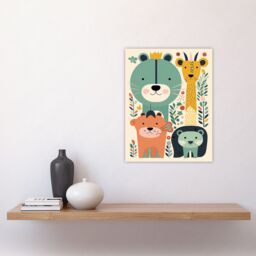 "Artery8 Wall Art Print Cute Zoo Animals Pastel Colour Graphic Artwork Jungle Forest Friends Kids Bedroom Painting Poster - Size: W18"" x H24""" - thumbnail 4