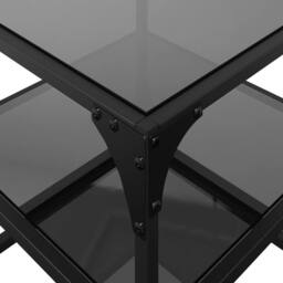Berkfield Home Decorative Coffee Tables with Black Glass Top 2 pcs 40x40x45 cm Steel - Size: 40 x 40 x 45 cm - thumbnail 9
