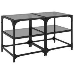 Berkfield Home Decorative Coffee Tables with Black Glass Top 2 pcs 40x40x45 cm Steel - Size: 40 x 40 x 45 cm - thumbnail 3