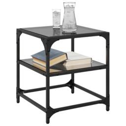 Berkfield Home Decorative Coffee Tables with Black Glass Top 2 pcs 40x40x45 cm Steel - Size: 40 x 40 x 45 cm