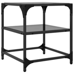 Berkfield Home Decorative Coffee Tables with Black Glass Top 2 pcs 40x40x45 cm Steel - Size: 40 x 40 x 45 cm - thumbnail 7