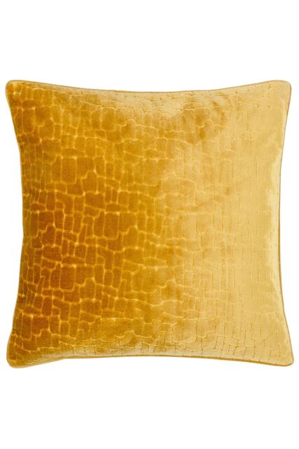 Paoletti Bloomsbury Soft Cut Velvet Piped Cushion in Mustard - Size: 50 cm x 50 cm - image 1