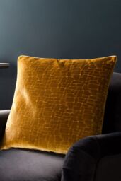 Paoletti Bloomsbury Soft Cut Velvet Piped Cushion in Mustard - Size: 50 cm x 50 cm - thumbnail 5