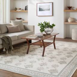 Livabliss Thistle-Washable Beige Green Pink Blue Modern Floral Living Dining Rug in Ivory - Size: 160 cm x 220 cm - thumbnail 8