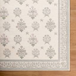 Livabliss Thistle-Washable Beige Green Pink Blue Modern Floral Living Dining Rug in Ivory - Size: 160 cm x 220 cm - thumbnail 7