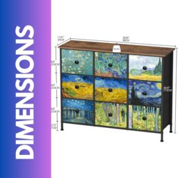 FURNOS 9 Fabric Drawer Bedroom Dresser With Abstract Patterns Storage Organiser in Brown - thumbnail 6