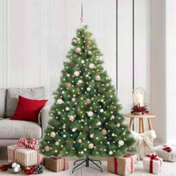Berkfield Home Artificial Christmas Tree with 300 LEDs Green 180 cm PE & PVC - thumbnail 1