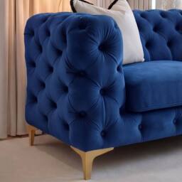 Sofaya Monaco Chesterfield Velvet Cushions Sofa 2 Seater Couch in Blue - thumbnail 3