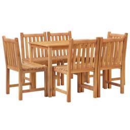 Berkfield Home 7 Piece Garden Dining Set Solid Wood Teak in Brown - thumbnail 3