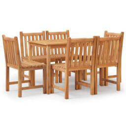 Berkfield Home 7 Piece Garden Dining Set Solid Wood Teak in Brown - thumbnail 2