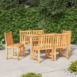 Berkfield Home 7 Piece Garden Dining Set Solid Wood Teak in Brown - thumbnail 1