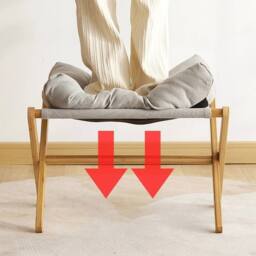 FORGEVIO Footstool Foldable Footrest Stool with Bamboo Leg Soft Pad Gray in Grey - thumbnail 2