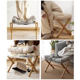 FORGEVIO Footstool Foldable Footrest Stool with Bamboo Leg Soft Pad Gray in Grey - thumbnail 4