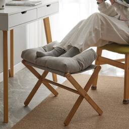 FORGEVIO Footstool Foldable Footrest Stool with Bamboo Leg Soft Pad Gray in Grey - thumbnail 5