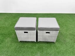 Fimous 8 Seater PE Wicker Rattan Furniture Sofa Sets with Adjustable Lifting Dining or Coffee Table 2 Seater Love Sofa 2 Stool 2 Side Table Light Grey - thumbnail 6