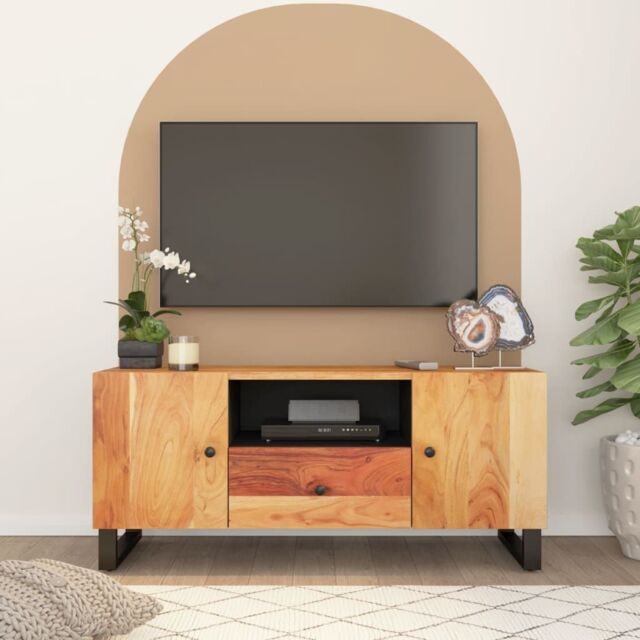 Berkfield Home TV Cabinet 105x33.5x46 cm Solid Wood Acacia&Engineered Wood in Brown - image 1
