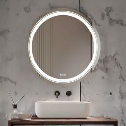 Pirlo Plush LED Illuminated Dimmable Round Wall Mirror With Anti-Fog & Demister in Clear - thumbnail 6