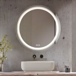 Pirlo Plush LED Illuminated Dimmable Round Wall Mirror With Anti-Fog & Demister in Clear - thumbnail 2