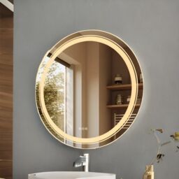 Pirlo Plush LED Illuminated Dimmable Round Wall Mirror With Anti-Fog & Demister in Clear - thumbnail 4