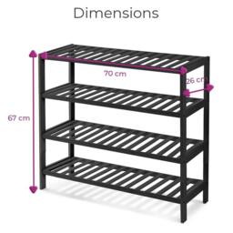 Nordara Black 4-Tier Bamboo Shoe Rack Hallway Storage Shelf - thumbnail 2