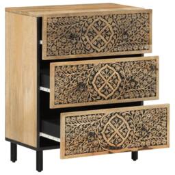 Berkfield Home Side Cabinet 60x33x75 cm Solid Wood Mango in Brown - Size: 60 x 33 x 75 cm - thumbnail 4