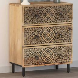 Berkfield Home Side Cabinet 60x33x75 cm Solid Wood Mango in Brown - Size: 60 x 33 x 75 cm - thumbnail 1