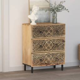 Berkfield Home Side Cabinet 60x33x75 cm Solid Wood Mango in Brown - Size: 60 x 33 x 75 cm - thumbnail 3