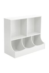 Living and Home 80cm H Double Layer Open Toy Clothing and Bookcase Management Cabinet in White - thumbnail 3