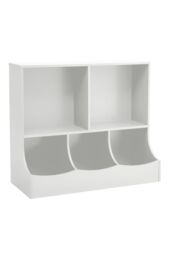 Living and Home 80cm H Double Layer Open Toy Clothing and Bookcase Management Cabinet in White - thumbnail 5