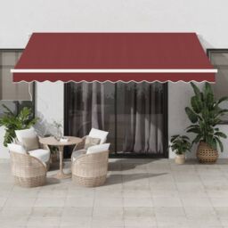 Berkfield Home Manual Retractable Awning Burgundy 400x300 cm in Black