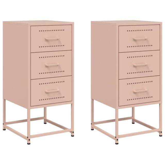 Berkfield Home Bedside Cabinets 2 pcs Pink 36x39x78 cm Steel - Size: 36 x 39 x 78 cm - image 1