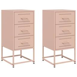 Berkfield Home Bedside Cabinets 2 pcs Pink 36x39x78 cm Steel - Size: 36 x 39 x 78 cm - thumbnail 1
