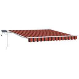 Berkfield Home Manual Retractable Awning with LED Orange & Brown 300x250 cm - thumbnail 1