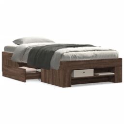 Berkfield Home Bed Frame without Mattress Brown Oak 90x200 cm Engineered Wood - thumbnail 4