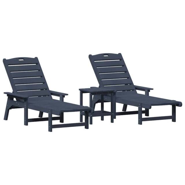Berkfield Home 3 Piece Garden Lounge Set Navy Blue HDPE - image 1