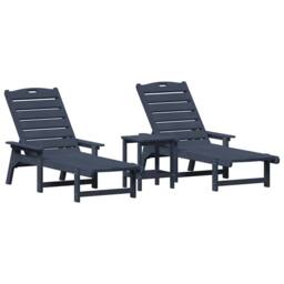 Berkfield Home 3 Piece Garden Lounge Set Navy Blue HDPE - thumbnail 1