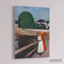 "Artery8 Young on the Bridge Munch Vintage Canvas Wall Art - Size: W12"" x H16""" - thumbnail 2