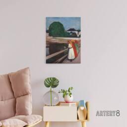"Artery8 Young on the Bridge Munch Vintage Canvas Wall Art - Size: W12"" x H16""" - thumbnail 3